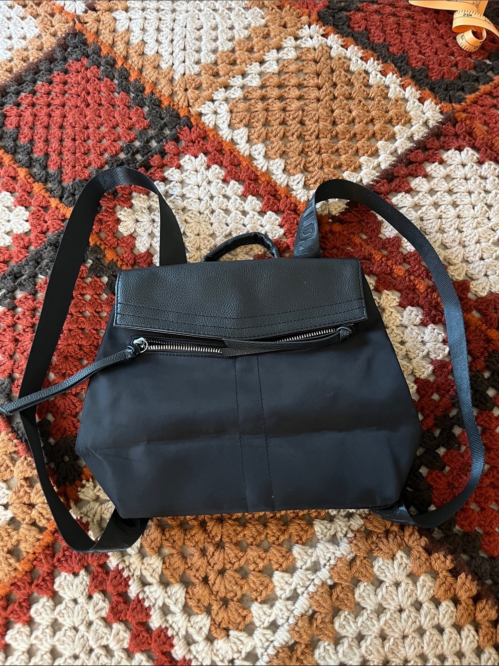 Botkier Black Nylon Backpack with Logo Webbed Straps